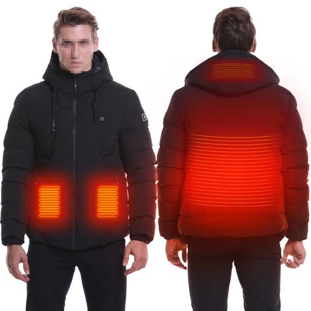 Chaquetas térmicas para hombre y mujer, chaquetas cálidas de invierno con USB, a prueba de viento, yeacher BXL negro