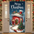 thumbnail image 4 of Decorative Design Merry Christmas Banner Snowy House Holiday Scene for Christmas Party Holiday Decoration Winter Celebration, 4 of 9