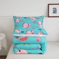 thumbnail image 5 of Manfei Underwater Ocean Pattern Twin Comforter Sets,Playful Axolotl Bedding Set For Girls,Pink Teal,Colorful Stars Reversible,2pcs,1 Comforter and 1 Pillowcase, 5 of 8