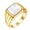 White, variant on Women Stainless Steel Square Signet Rings 12mm Black Enamel Wedding Bands Gold Plated Black Size 9