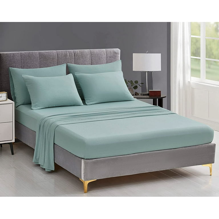Chezmoi Collection Jasper Olive Green King Size Bed in a Bag 7-Pieces Triangle Geometric Quilted Stone Washed Microfiber Comforter with Sheets Lightweight All Season Bedding Set