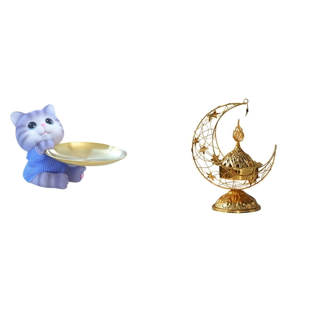Bandeja para gatos, oso, estatua de resina, llavero, cuenco para llaves, quemador de hierro, organizador, adecuado para dormitorios, salas de estar, o