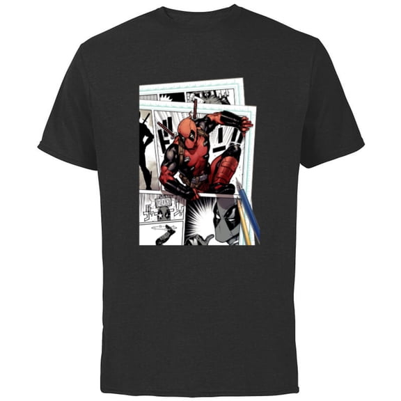 Marvel Deadpool Super Hero Comic Japanese Manga Art Homage - Short Sleeve Cotton T-Shirt for Adults - Customized-Black