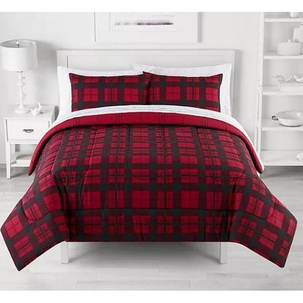 Red Black Buffalo Plaid Farmhouse, Red Twin Bed Set