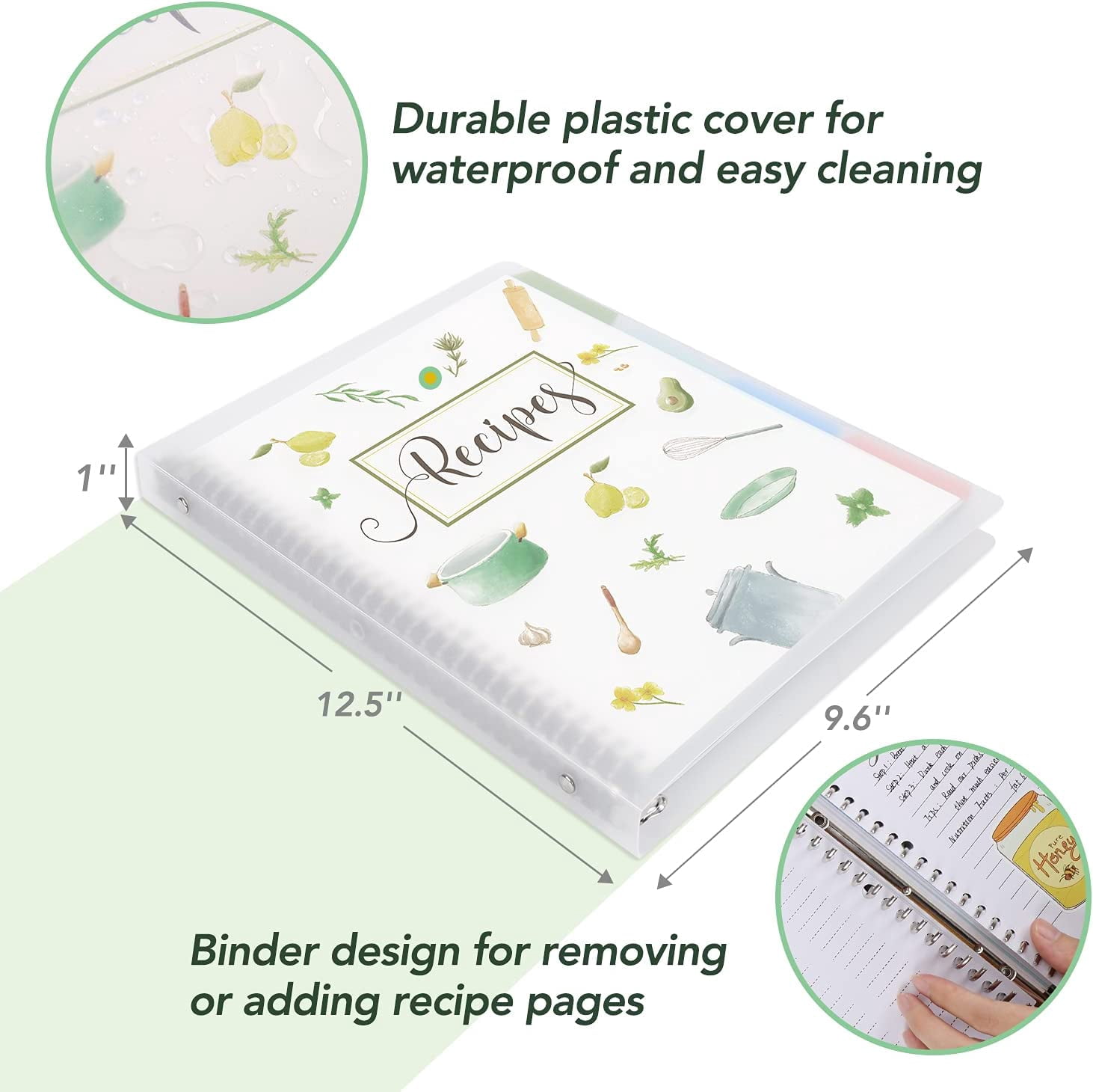 Recipe Book to Write in Your Own Recipes, Extra Large Personal Blank Recipe Notebook, Removable Recipe Journal Book Binder with 8 Dividers and 24 Tabs, Hold up to 240 Recipes