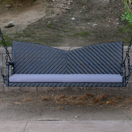 Black 52 Patio Porch Swing Chair Bench Resin Wicker Tree Ceiling Black 52 Patio Porch Swing Chair Bench Resin Wicker Tree Ceiling Hanger Hanging Chain