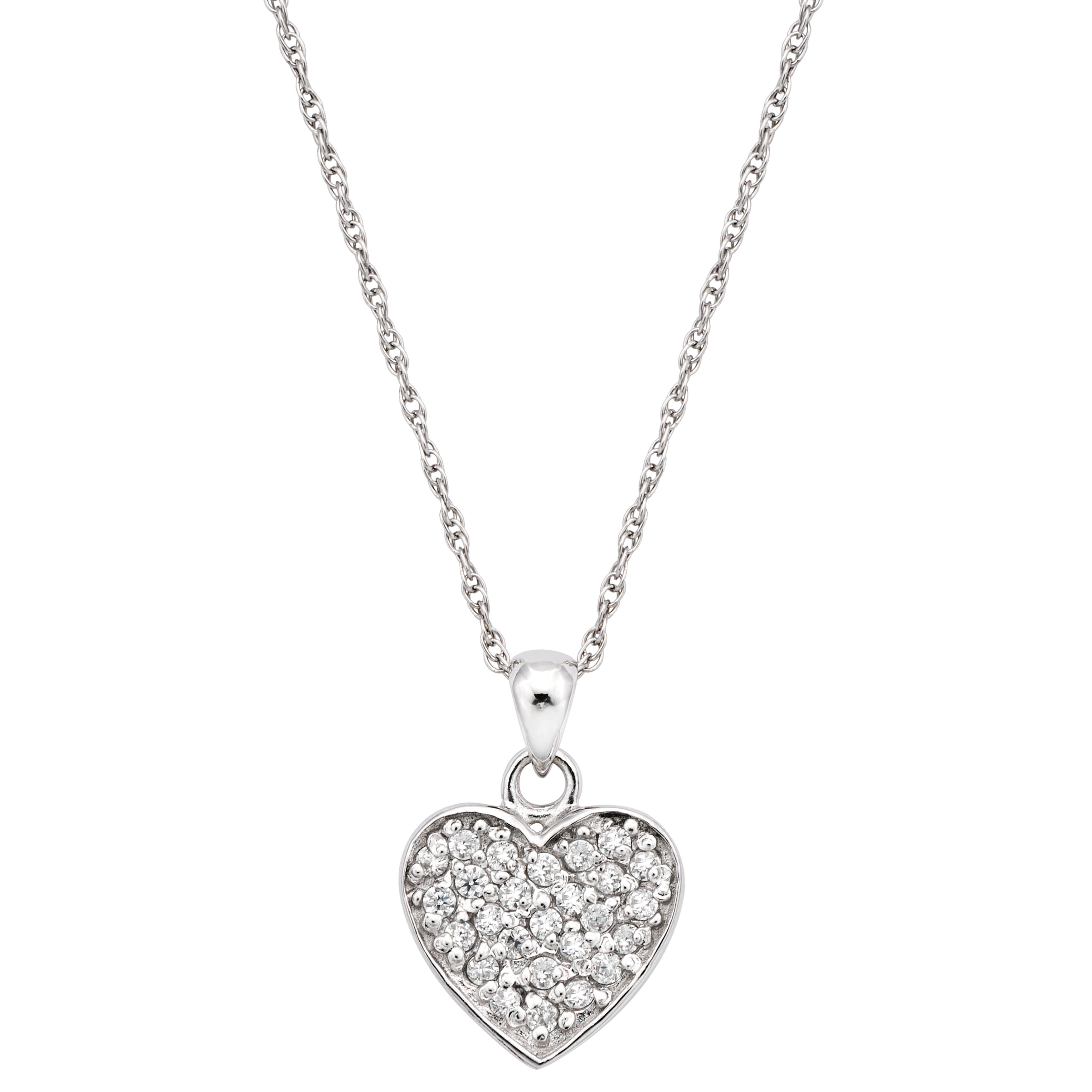 Details about  / Sterling Silver Cubic Zirconia Graduated Heart Pendant
