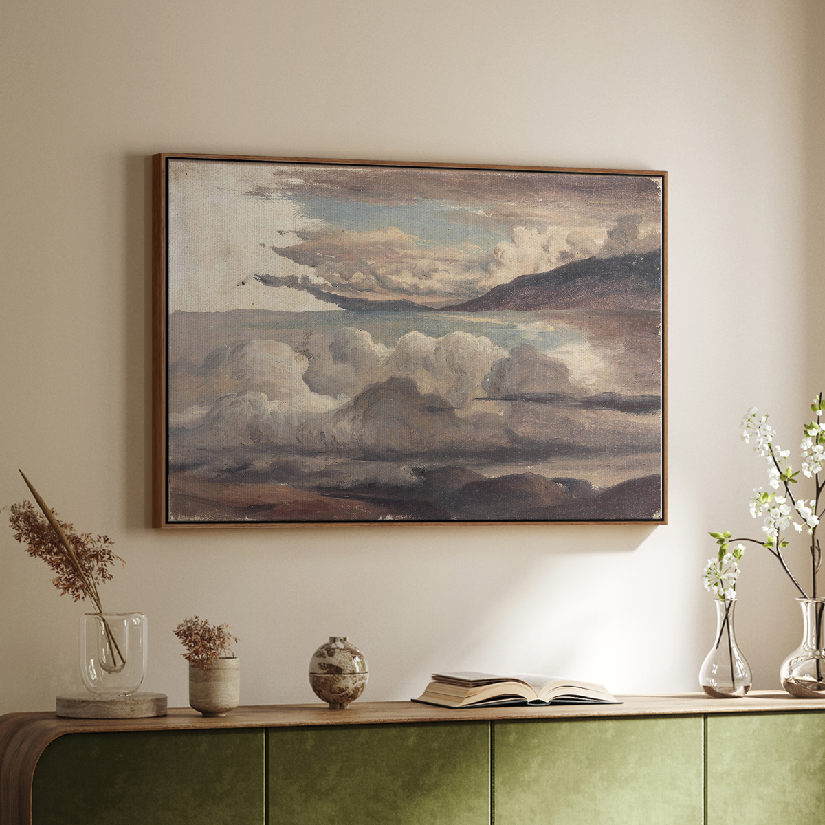 Vintage Landscape-CCCLXXI By Wexford Home Framed in Walnut Wood Gallery Wrapped Canvas 25 in. x 37 in.