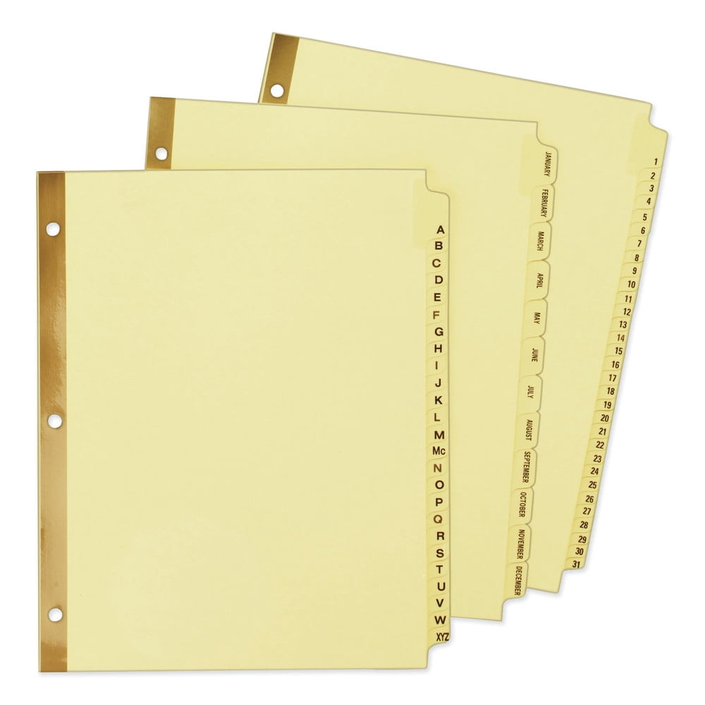 Avery 11307 Preprinted Laminated Tab Dividers W/gold Reinforced Binding Edge, 12-Tab, Letter (1 Set)
