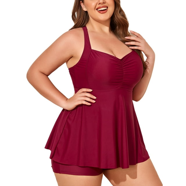 Summer Mae Plus Size Tankini Women 2 Pieces Swimsuits with Shorts Flowy