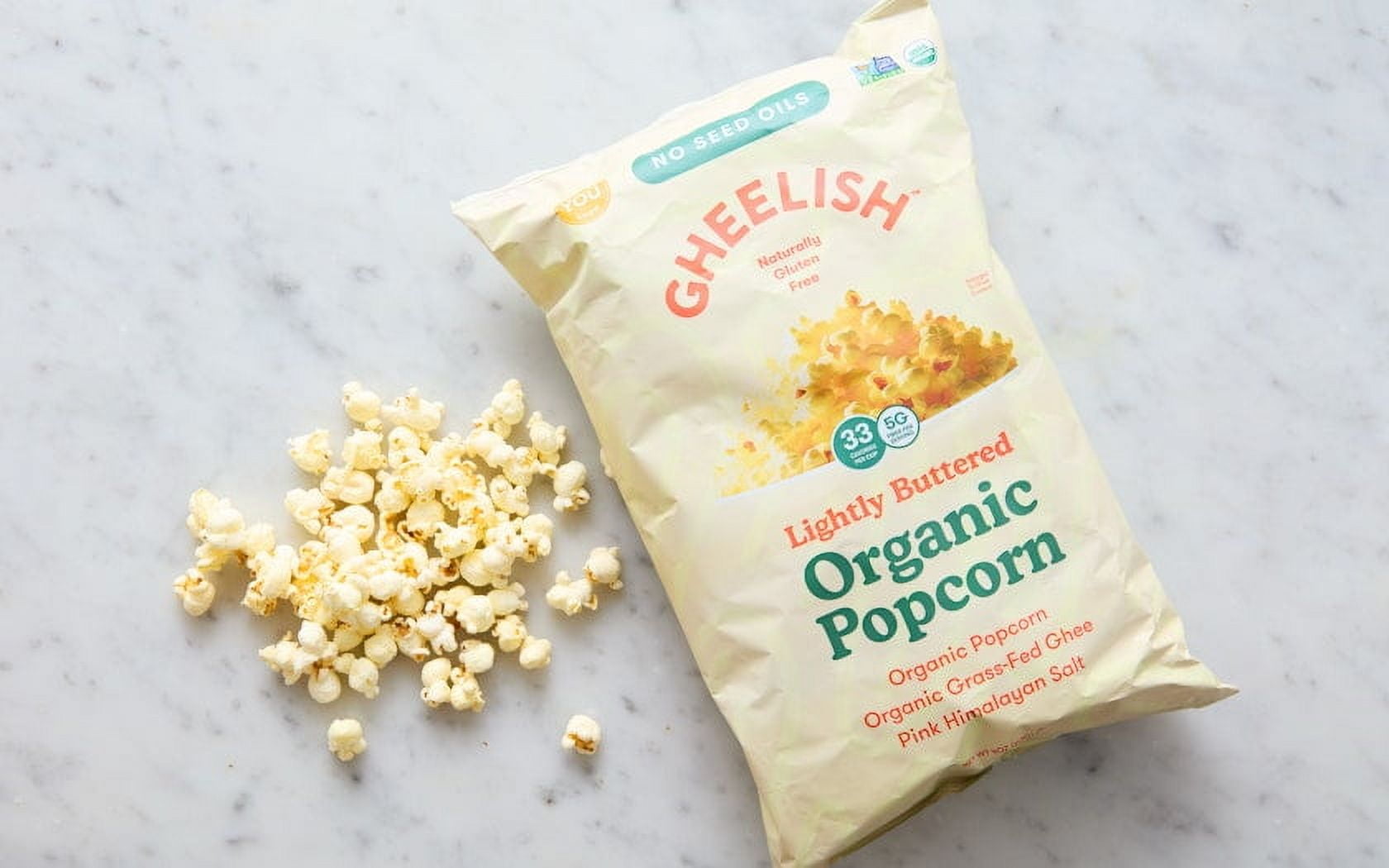 Gheelish Ghee Buttered Flavored Organic Popcorn - 4 Ounces (Pack Of 3) Grass Fed Ghee, No Seed Oils, Non GMO