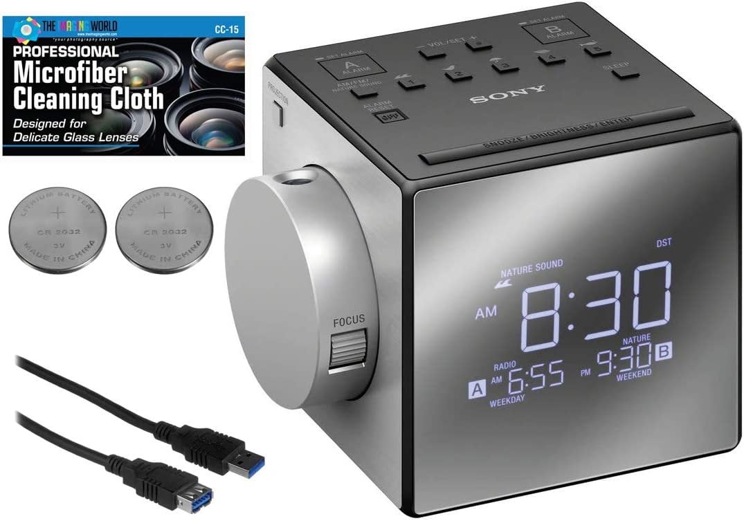 Sony ICFC1PJ Alarm Clock with AM/FM Radio, Time Projection, Soothing