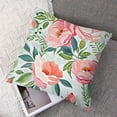 thumbnail image 7 of BANET Throw Pillow Cover Set of 2, Nostalgic Themed Bunch of Buds Fresh Nature, Decorative Square Covers for Couch Bed &amp; Sofa, Green Pink Off White 12x12in, 7 of 7
