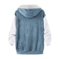 thumbnail image 4 of ZQGJB Reduce Womens Oversized Fuzzy Fleece Open Front Hooded Pockets Cardigan Jackets Loose Fit Sherpa Coat Color Block Print Winter Warm Plush Zip Outerwear (Purple#01 XL), 4 of 5