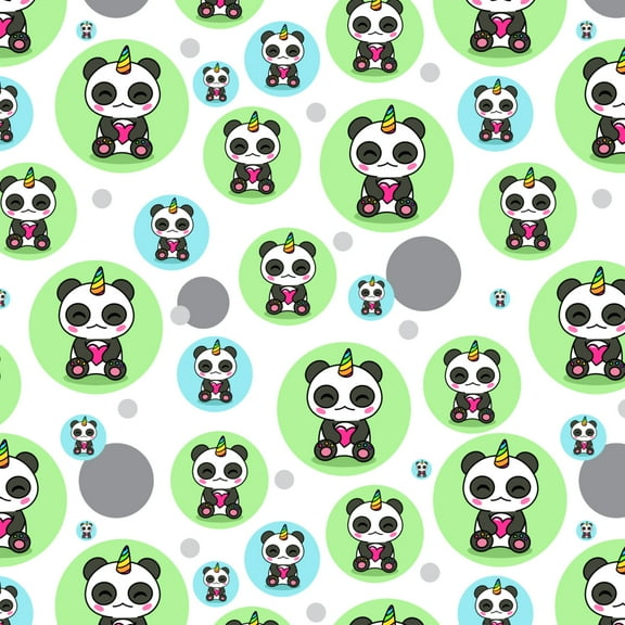 Cute Kawaii Unicorn Panda Holding Heart Premium Gift Wrap Wrapping Paper Roll
