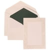 JAM Paper Wedding Invitation Set, Large, 5 1/2 x 7 3/4, White Card with Forest Green Lined Envelope and Ivory Garden Border Set, 50/pack