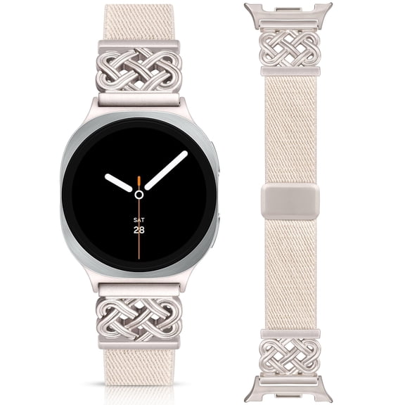 Wearlizer Magnetic Nylon Band Compatible with Samsung Galaxy Watch 9/8 40mm 44mm, Galaxy Watch 8 Classic 46mm, Stretchy Celtic Knot Strap for Women Men, No-Gap One-Click