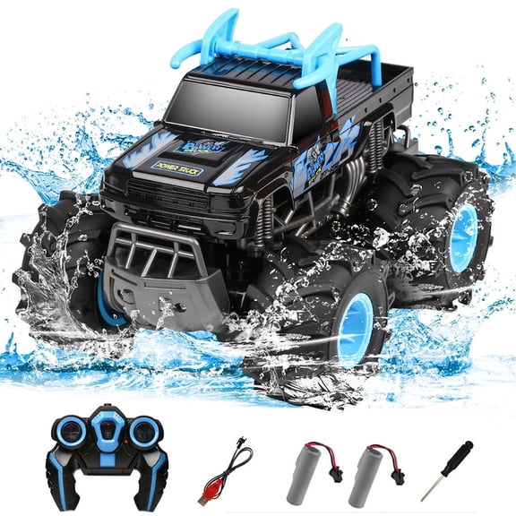 XITZ 4WD Amphibious Off-road Climbing Remote Control Cars,2.4G Desert Pull High Speed Stunt Vehicle,Double-sided Driving Waterproof RC Car for Kids Boy Gift
