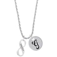thumbnail image 1 of Delight Jewelry Silvertone Family Infinity Sign Silvertone Script Initial Disc - G - Charm Necklace, 20"+3", 1 of 4