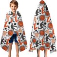 thumbnail image 3 of Orange Basketball Players Pattern Hooded Bath Towel，60"x35" for Ages 3 To 12 Kids, Quick Dry Lightweight Soft Microfiber Hood Beach Towel Cover Up for Kids, 3 of 7
