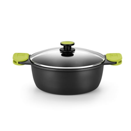

Aluminum Cooking Pot Foodie Tall Casserole 4.2-qt. (4 L) Casserole Dish with Glass Cover Three-layer Non Stick Coating Cookware Stock Pot