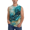 thumbnail image 2 of Lsque Abstract Ocean Currents Print Men's Cotton Blend Sleeveless Muscle Shirts (S-3XL)- Moisture Wicking, Odor Protection, UPF 30+,Small, 2 of 8