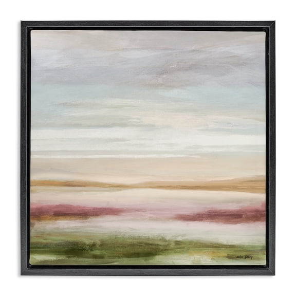 Stupell Industries Pastel Pastoral Landscape Black Framed Floater Canvas Wall Art design by Amber Sterling, 18 x 18