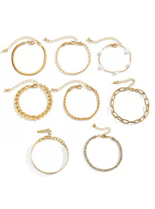 5Pack)Gold Bracelets Set for Women Girls Boho Chain Multiple