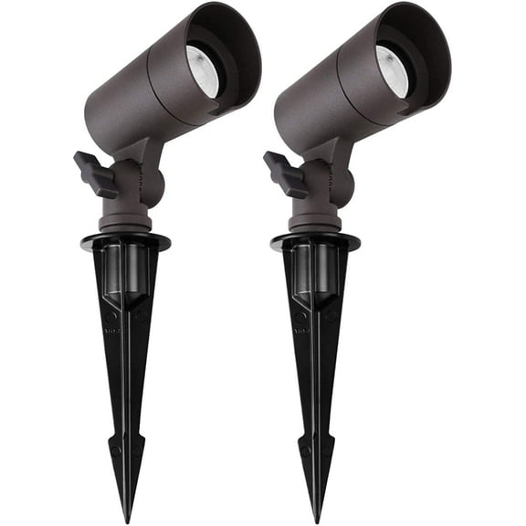 ENERGETIC LED Landscape Spot Lights with Connectors, 12V Low Voltage, 4W, 175LM, Outdoor Waterproof Garden Pathway Lights Wall Tree Flag Spotlights with Spike Stand, 2 Pack