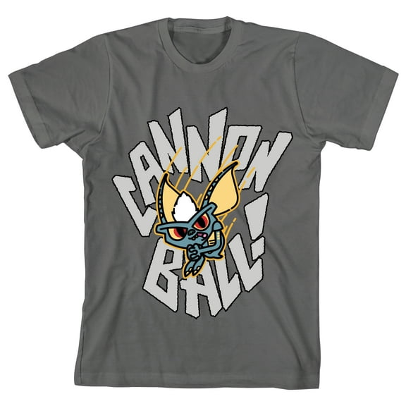 Gremlins Movie Character Canon Ball Youth Boys Charcoal Graphic Tee Shirt- M