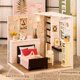 thumbnail image 3 of DIY Mini Dollhouse Muebles De En Miniatura 1 24 House Dormitorio Con Luces LED Regalos De Cumpleaños Para Mujeres Y Niñas Baoblaze Casa de muñecas en miniatura de bricolaje, 3 of 7