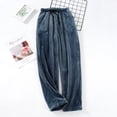 thumbnail image 3 of Men's Casual Pants Womens Pajama Pants Autumn And Winter Flannel Wide Mouth Trouser Large Size Loose Warm Thick Coral Home Pajamas Blue XL, 3 of 3