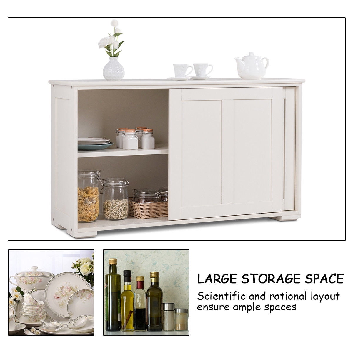 Costway Kitchen Storage Cabinet Sideboard Buffet Cupboard Wood
