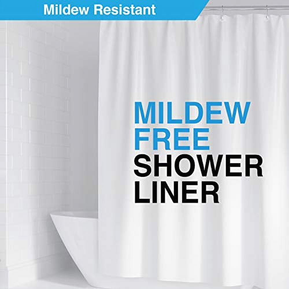 (2 pack) LiBa PEVA 8-Gauge Bathroom Shower Curtain Liner, 72" W x 72" H 8G White, Heavy-Duty Thickness Stall Shower Liner, Waterproof, Mold & Mildew-Resistant, Heavyweight Non-Toxic Fabric