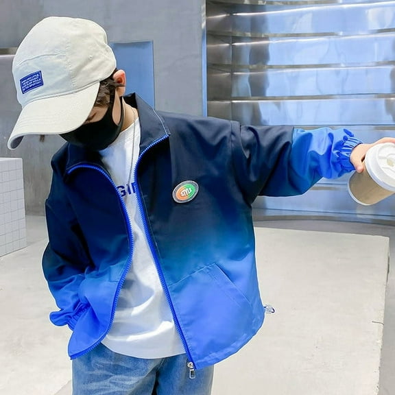 2022 Boy Jacket New Spring Autumn Children's Zipper Windproof Jacket Korean Fashion Boys Gradient Windbreaker Kids Coat 4-14Yrs