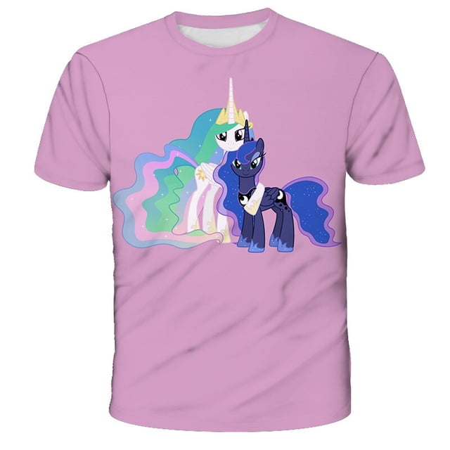 Camiseta de unicornio de verano para niñas, camisetas de manga corta con estampado 3D de 3 a 14 años, camisetas para niños, camisetas bonitas con dibujos animados para niños, ropa 12T Gao Jinjia LED