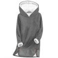 thumbnail image 3 of Horkkom Long Fleece Hoodies for Women Winter Pullover Soft Sweatshirts Solid Color Button Warm Fleece Hoodie L, 3 of 7