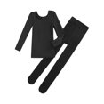 thumbnail image 4 of TiaoBug Kids Girls Gymnastics Bottoming Suit Long Sleeve Fleece-Lined Dance Tops with Leggings Set A Black 13-14, 4 of 7