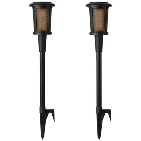 Solar 6 Lumens Matte Black Outdoor Path Lights 2Pk