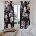 thumbnail image 3 of Country Flowers Kitchen Curtain for Berdoom Living Room Cafe 72 Inch Length, Botanical Purple Blue Floral Black Tiers Curtains Light Filtering Drapes Rod Pocket Window Treatment 2 Panels 52"Wx72"L, 3 of 8