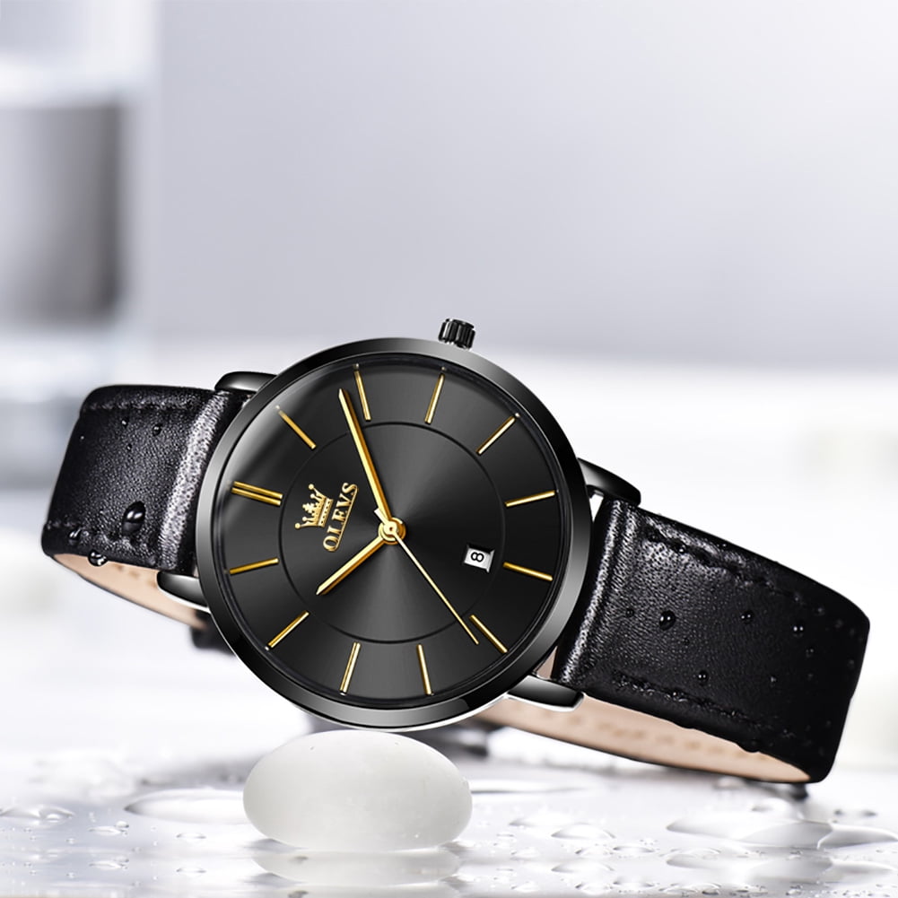 OLEVS Watches for Women Waterproof Womens Wristwatches Analog Quartz Ultra Thin Watches Leather Strap Watches with Date Calendar Ladies Watches Gifts Reloj para Mujer