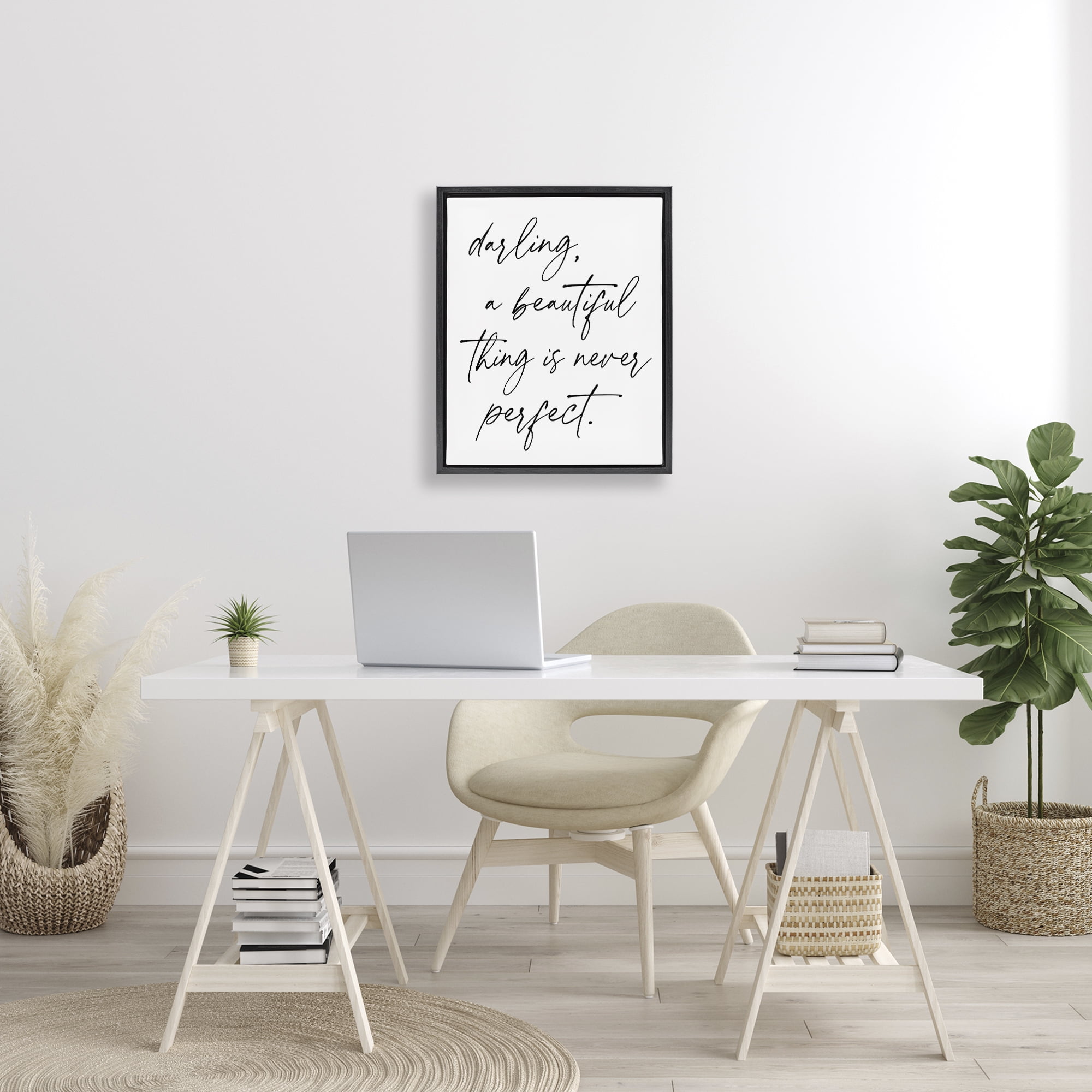A Beautiful Thing Is Never Perfect Black Framed Floater Canvas Wall Art, design by Lettered and Lined