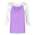 thumbnail image 4 of FAIWAD Women's Casual 3/4 Sleeve Tunic Tops Round Neck Color Block T-Shirts Basic Loose Pullover Top, 4 of 5