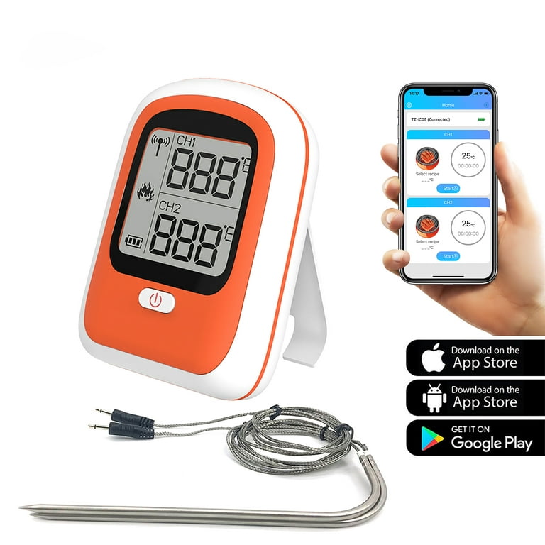 Wireless Meat Thermometer, 165ft Bluetooth Smart Meat Thermometer, Upgraded  Meat Thermometer for Oven/Grill/Kitchen/BBQ/Smoker/Smart Digital