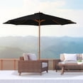 thumbnail image 2 of Outsunny 10' x 8' Round Wooden Patio Umbrella with Bamboo Rib for Outdoor, 2 of 10