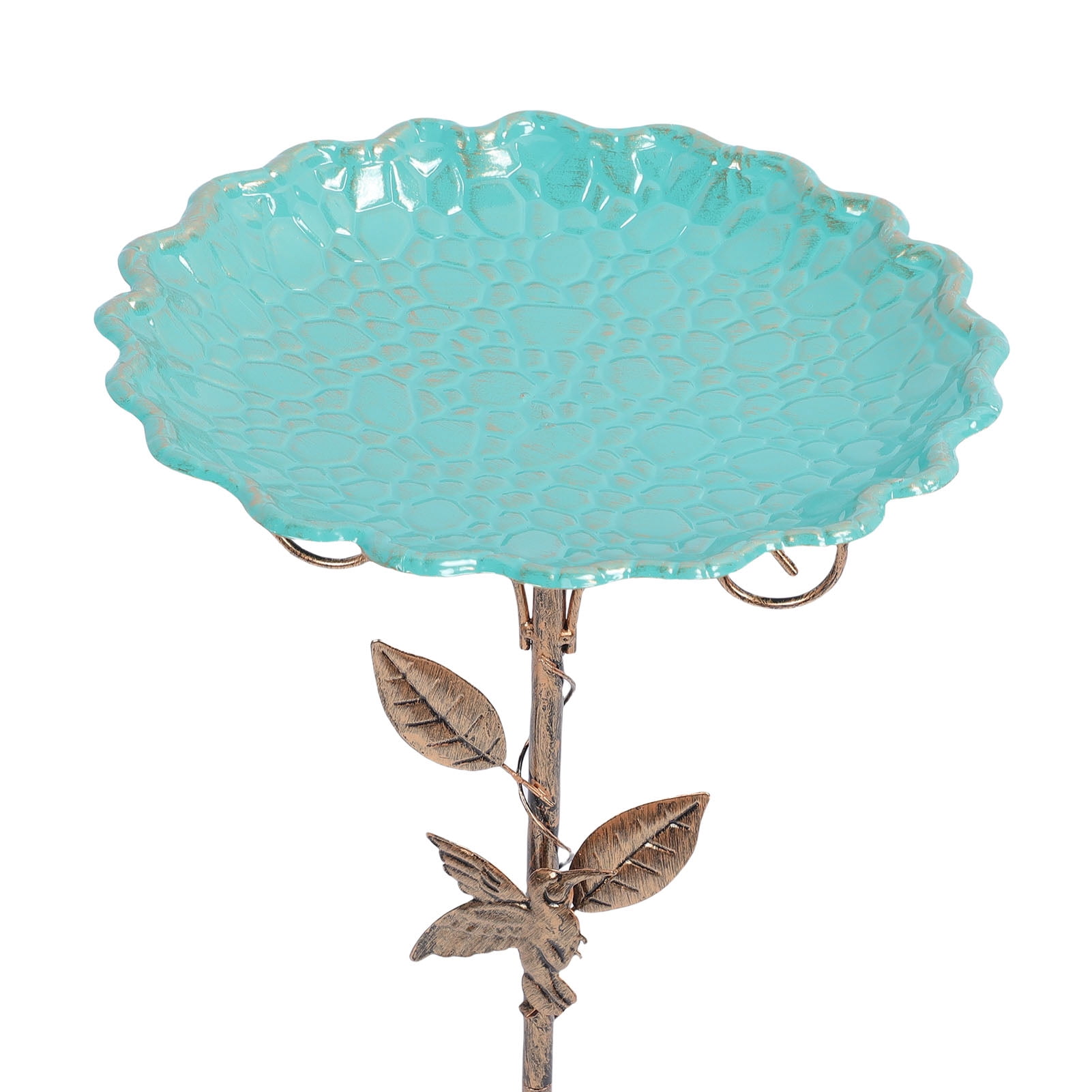 Riousery Vintage Freestanding Metal Bird Bath Bowl Feeder with Stake, Height Adjustable Standing Birdbath Birdfeeder for Garden Terrace Backyard Decor, Cold Proof, Bronze, 30.3 inches / 77 cm