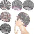 thumbnail image 1 of 6 Pieces Shower Caps Bathing Hair Cap Reusable Shower Hat Waterproof Bath Cap Gift, 1 of 4