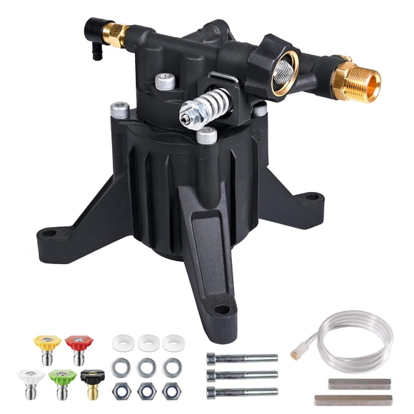 Bomba de repuesto para hidrolavadora vertical YAMATIC, máx. 3400 PSI, 2.5 GPM, eje de 7/8", compatible con Simpson, Honda, Ryobi, Craftsman y GCV190. Entrada/salida trasera.