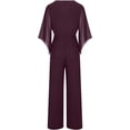 thumbnail image 3 of ZHAOCHENG Mono elegante para mujer, para boda, traje de pantalón, mono largo de verano, mono informal de una pieza, mono liso de manga 3/4, mono de cintura alta, mono festivo para fiesta., 3 of 5