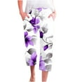 thumbnail image 2 of Women's Capris With Pockets Flowers Clearance Under $10 Fragrant Linen Printed Loose Fashionable Drawstring Pants Cropped Pants, 2 of 5